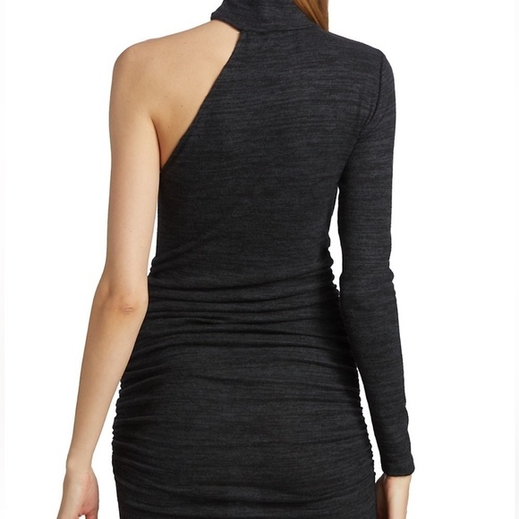 n:Philanthropy Electra One Sleeve Heathered Gray Ruched Mini Dress Medium - Picture 2 of 15